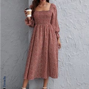 Red Midi Floral Dress 
Size: Large
Brand: Shein
Condition: Unworn/New